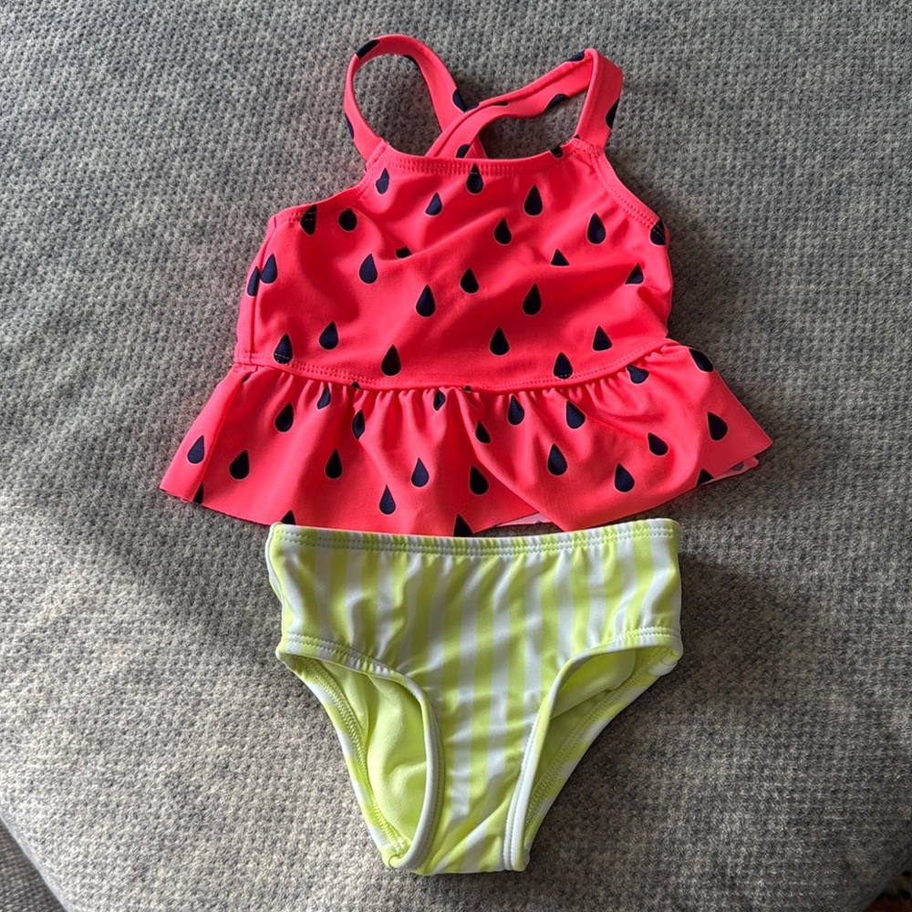 Cat & Jack Pink and Yellow Ruffled Bikini Set